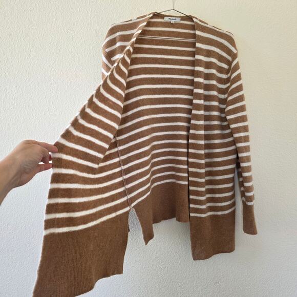 Madewell Striped Alpaca Merino Wool Cardigan Sweater Open Front Womens S Brown W - Picture 5 of 10